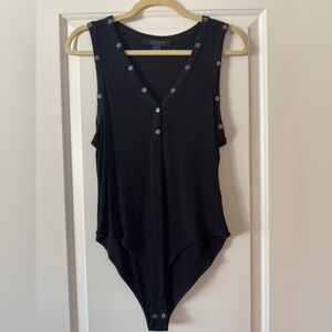 All saints black rivet bodysuit size 10